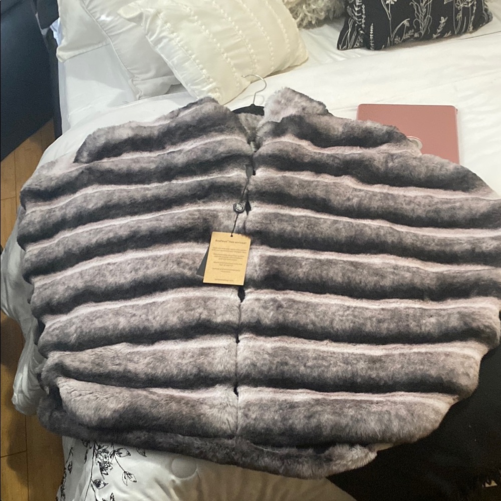 Striped Faux Fur Jacket